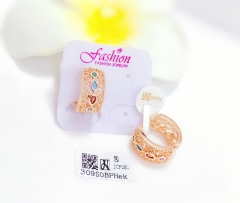 Gold-tone earrings with colorful zircon