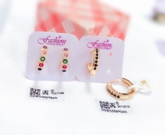 Colorful Zircon Gold Earring