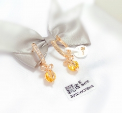 Bow orange zircon pendant earrings