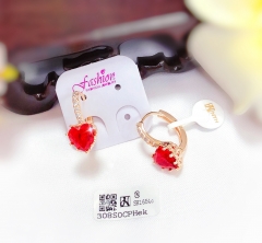 Red Gem Heart Earrings