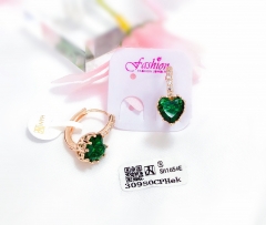 Green Gem Heart Earrings