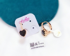 Black Gem Heart Earrings