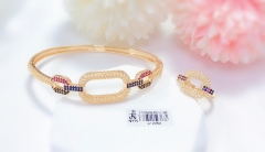 Colorful zircon all-match gold bangle ring