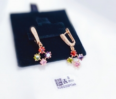 Hollow colored zircon gold earrings