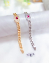 Pink zircon chain hollow design