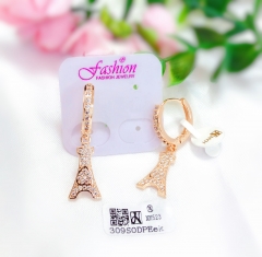 Full diamond iron tower pendant Zircon earrings