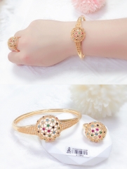 Semi-circular hollow colored zircon popular bangle ring