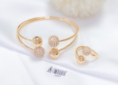 Zircon ball shape glossy bangle ring set