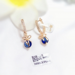 Bow blue zircon pendant earrings