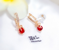 Bow red zircon pendant earrings