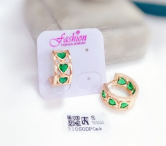 Green heart zircon gold earrings