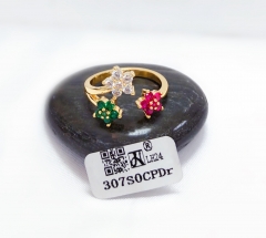 Three flowers artificial gemstone ring