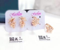 Leaf/Flower Zircon Gold Earrings