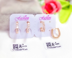 Artificial Gemstone All-match Gold Earrings