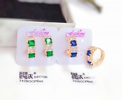 Green White/Blue White Zirconia Fine Earrings