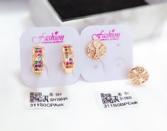 Artificial gemstone dazzling earrings