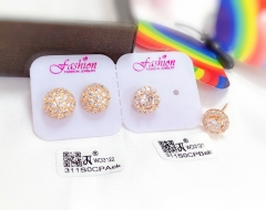 Full diamond bright rose gold earrings