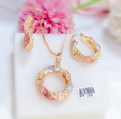 Oil painting style flower shape necklace and earrings