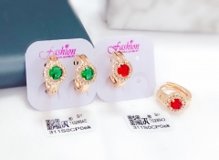 Green/red zircon bright earring