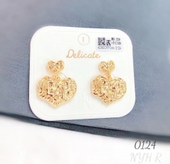 Glossy heart style gold pandent earring