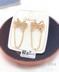 Bow-knot bright style carrying chain gold/silver earrings