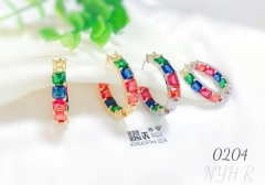 Colorful zircon dazzling earring