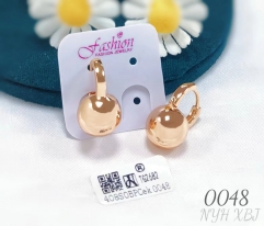 Glossy shiny gold color beads earring