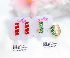 Colorful zircon dazzling earring