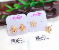 Irregular gold gem earrings