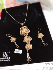 Gold flower style necklace earrings