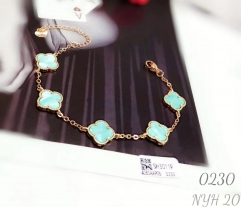 Lucky four leaf sea blue color style bracelet