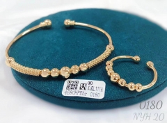 Simple beaded gold bangle and ring set