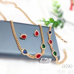 Colorful zircon gold style  jewelry set