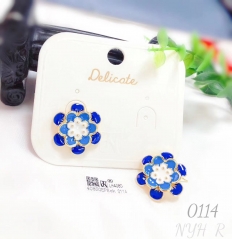 Blue flower bright earrings