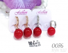 Red Bead Drop Earrings