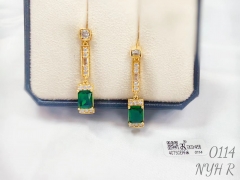 Green gem pendant earrings