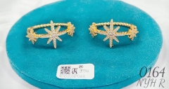 Gold/silver snowflake shape full diamond style bright earrings