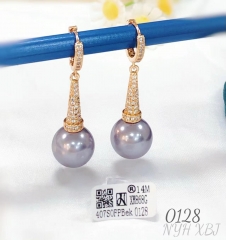 Taro Color Pearl Gold/Silver Drop Earrings