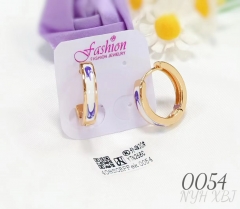 Gold-tone earrings with purple pattern