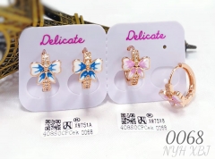 Blue/Pink Pattern Bow Gorgeous Earrings