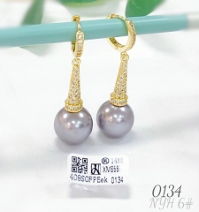 Purple Pearl Gold Drop Earrings