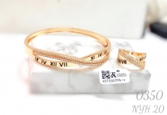 Irregular gold bangle ring set