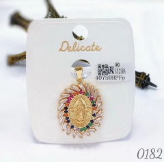 Colorful zircon  gorgeous gold pendant