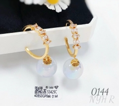 Whiter Bead Drop Earrings Gold/Silver