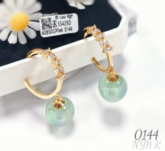 Light Green Bead Drop Earrings Gold/Silver