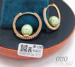 Green Pearls Included in Arc Inner Gold Earrings