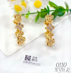 Artificial gemstone exquisite gold  earrings