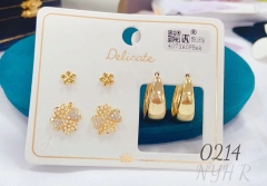 Artificial gemstone gold earrings