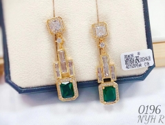 Green gem gold pendant earrings