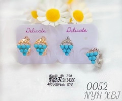 Blue color grape design dazzling earrings